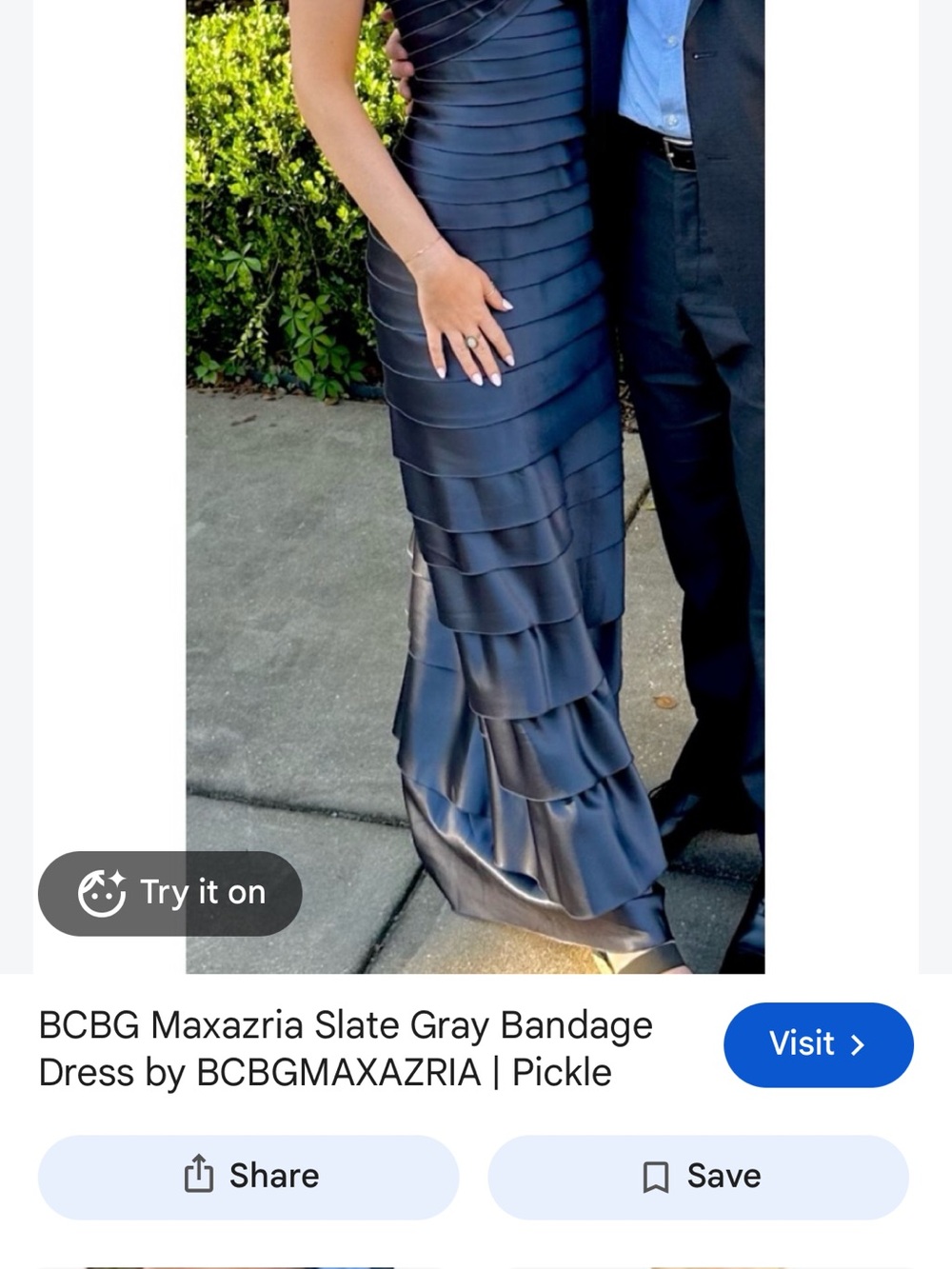 BCBGMaxAzria Slate Gray Layered Bandage Maxi Dress